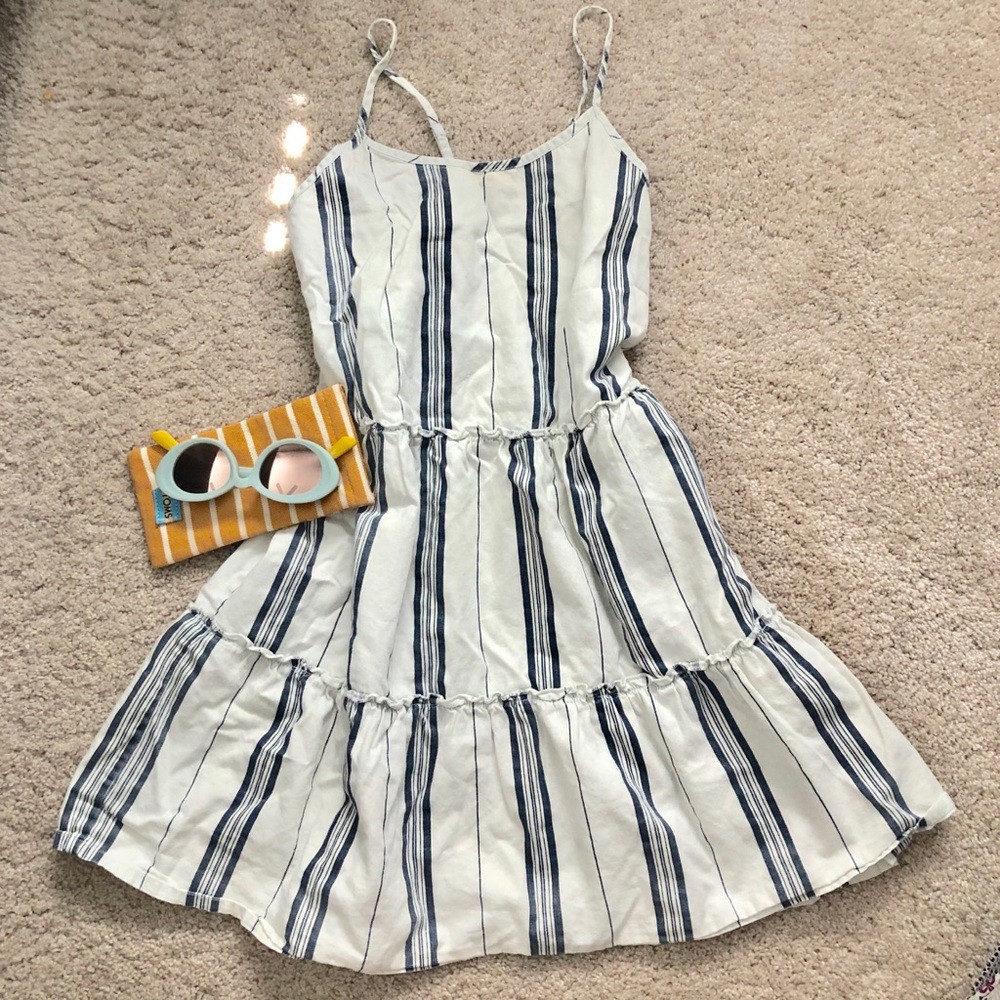 Summer dress striped white and blue smaller